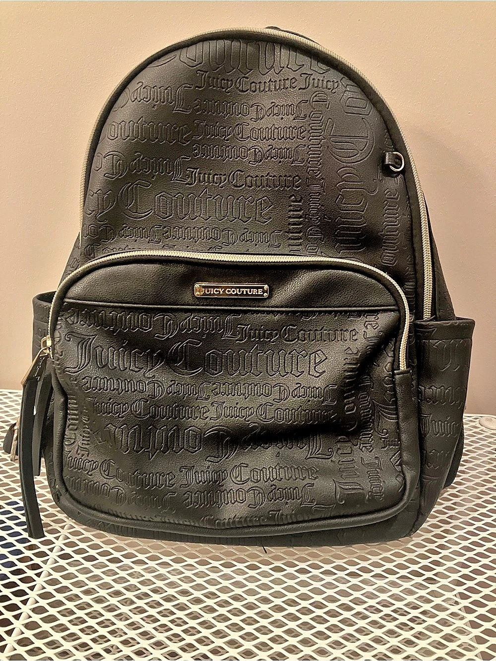 Juicy Couture Word Play Debossed Logo Backpack Black